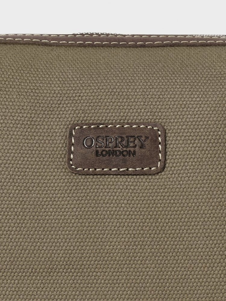 Osprey London Medium Green The Hunter Canvas & Leather Washbag - Image 5 of 5