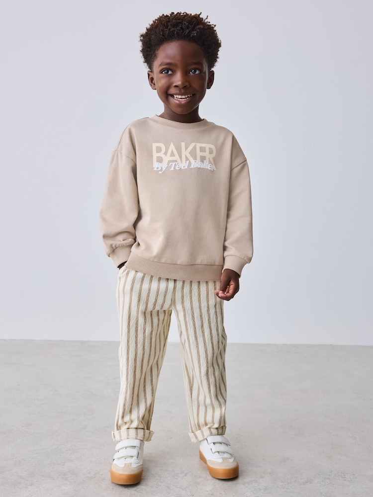 Baker by Ted Baker Stone Sweatshirt and Striped Trousers Set - Image 1 of 12