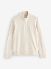 Abercrombie & Fitch Cream Logo Quarter Zip Jumper - Image 1 of 1