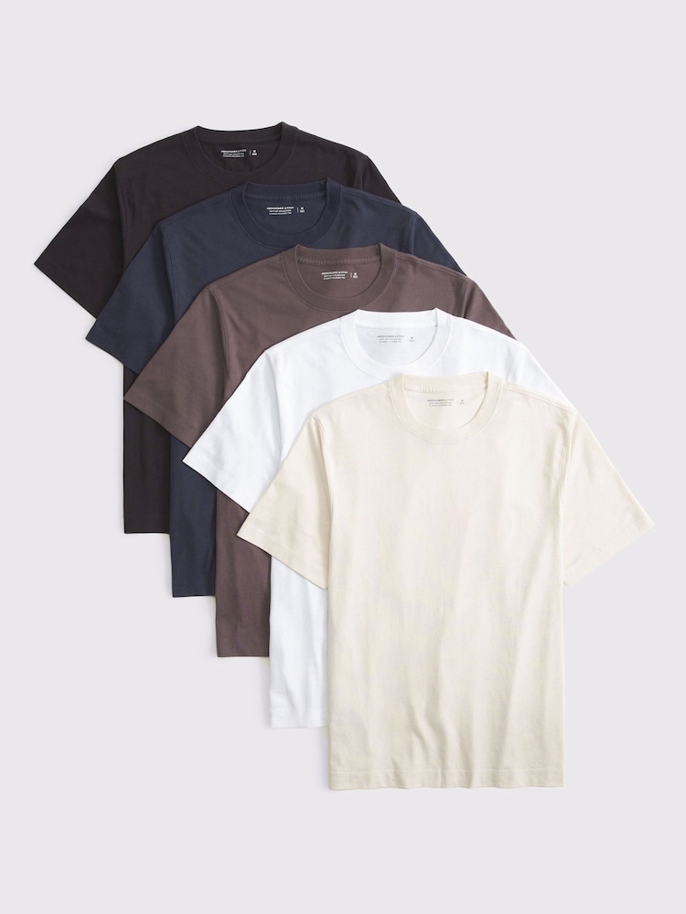 Abercrombie & Fitch Multi Coloured Classic Crew Neck T-Shirts 5 Pack - Image 1 of 1