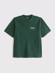 أخضر - Abercrombie & Fitch Sports Back Graphic Print Crew Neck T-Shirt - صورة 1 من 2