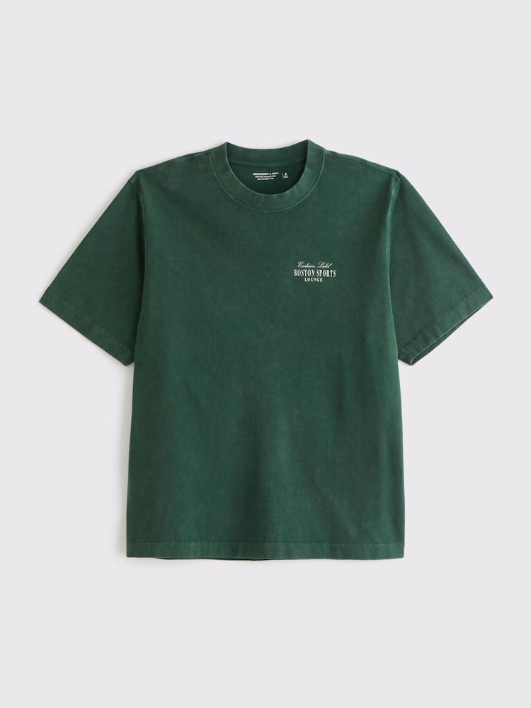أخضر - Abercrombie & Fitch Sports Back Graphic Print Crew Neck T-Shirt - صورة 1 من 2