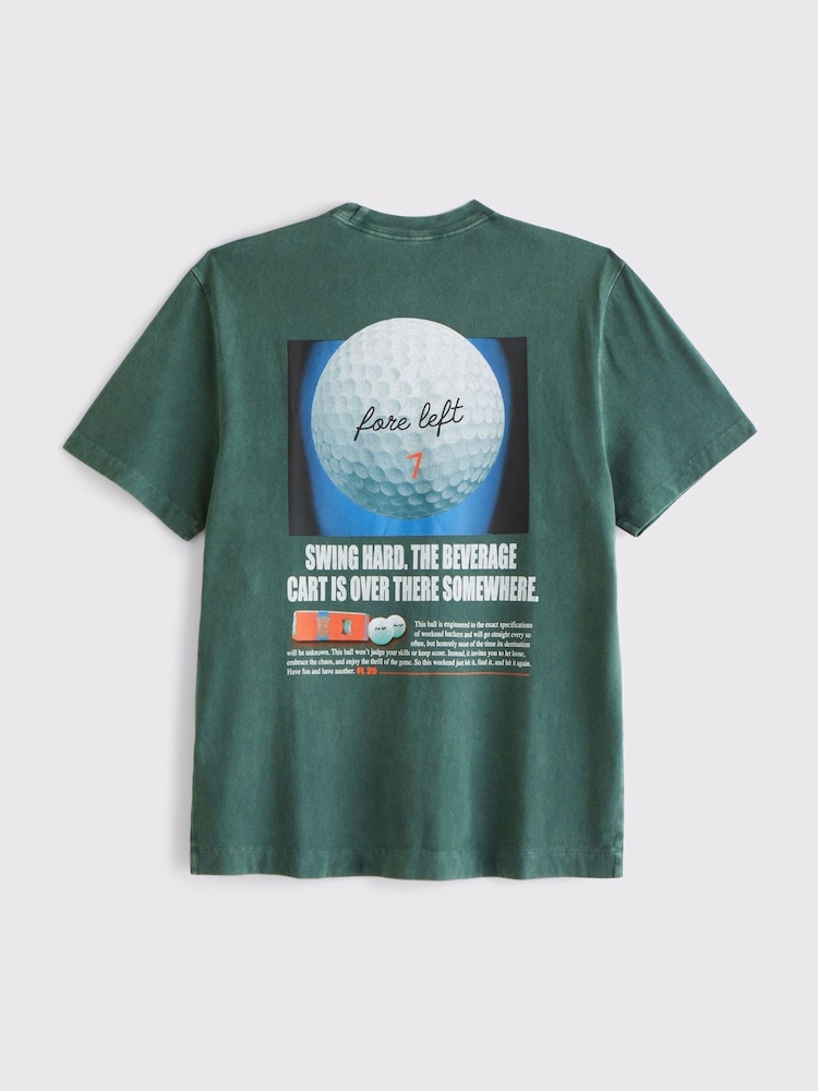 Abercrombie & Fitch Green Golf Graphic Back Print T-Shirt - صورة 2 من 2