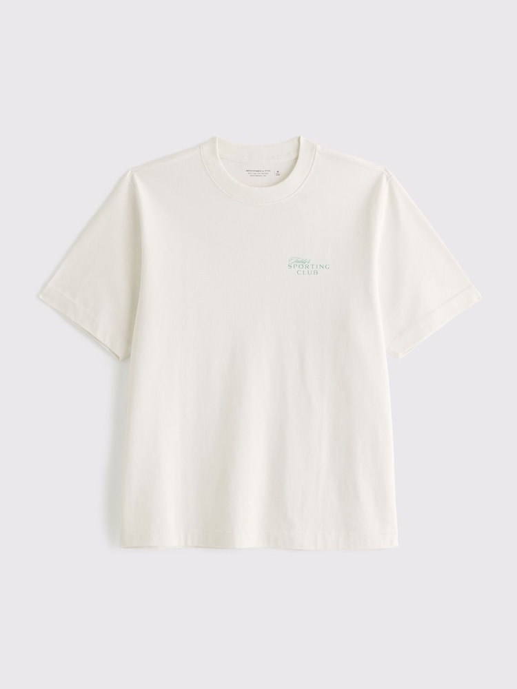 أبيض - Abercrombie & Fitch Sports Back Graphic Print Crew Neck T-Shirt - صورة 1 من 2