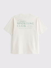 أبيض - Abercrombie & Fitch Sports Back Graphic Print Crew Neck T-Shirt - صورة 2 من 2