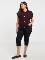 Simply Be Red Chunky Knit Button Through Vest - Image 4 of 4