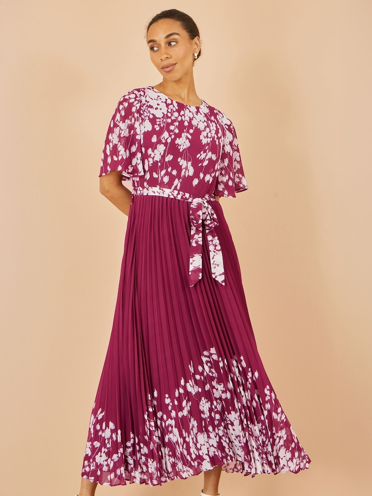 Vestido midi plissado com estampa floral espelhada Yumi - Imagem 1 de 5