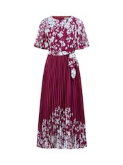 Vestido midi plissado com estampa floral espelhada Yumi - Imagem 5 de 5
