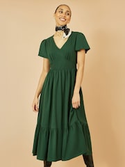Yumi Cotton Jersey V-Neck Midi Dress - Imagem 1 de 5