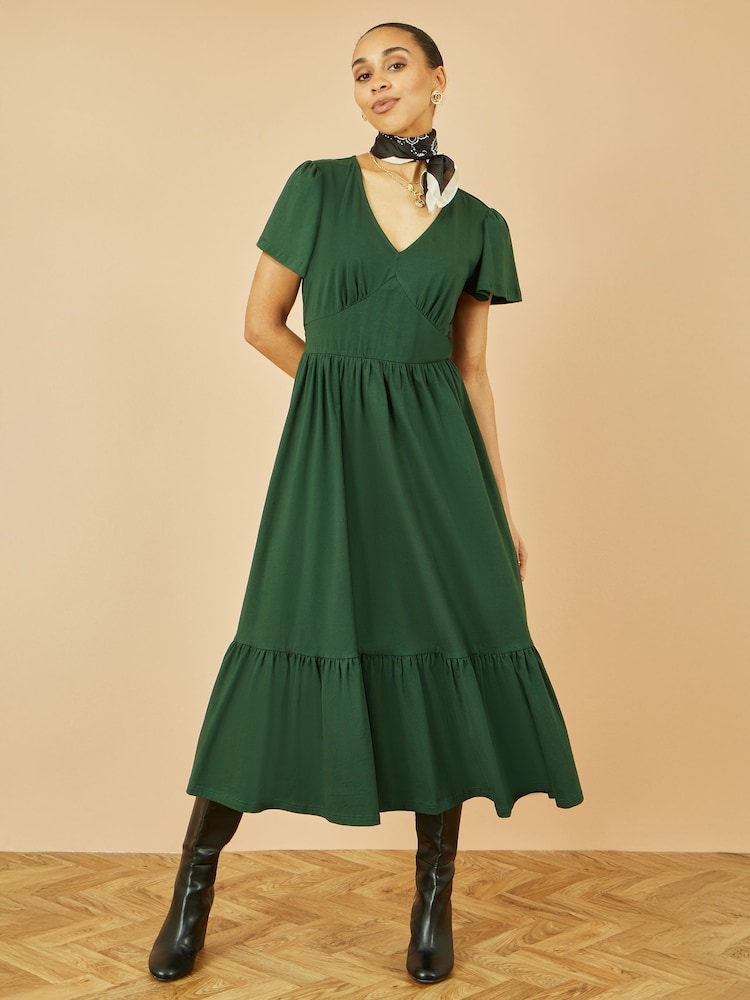 Yumi Cotton Jersey V-Neck Midi Dress - Imagem 2 de 5