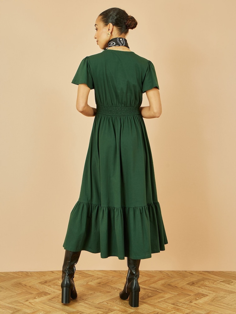 Buy Yumi Green Cotton Jersey V-Neck Midi Dress from Next USA