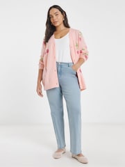 Simply Be Pink Cherry Print Boyfriend Cardigan - Image 4 of 4