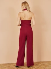 Yumi Red Cross Over Halter Neck Jumpsuit - Image 2 of 5