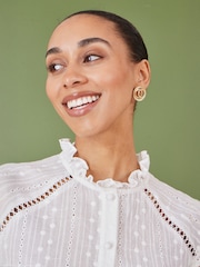 Yumi White Broderie Anglaise Puff Sleeve Shirt - Image 3 of 5