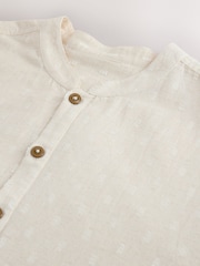 Natural Dobby Jacquard Kurta Shirt - Image 8 of 8