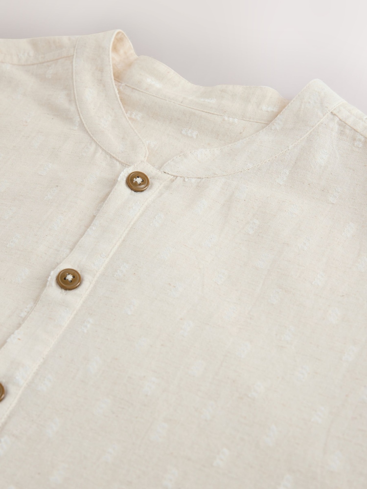 Natural Dobby Jacquard Kurta Shirt - Image 8 of 8 Natural Dobby Jacquard Kurta Shirt - Image 8 of 8
