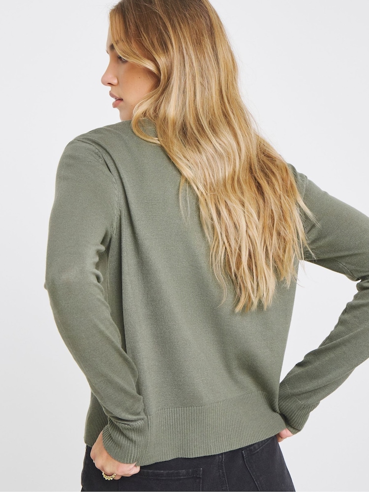 Simply Be Green Crew Neck Cardigan - Image 2 of 4 Simply Be Green Crew Neck Cardigan - Image 2 of 4