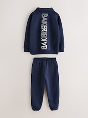 Baker by Ted Baker Navy Oversized Funnel Zip Neck Sweatshirt and Joggers Set - Image 2 of 7