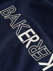 Baker by Ted Baker Navy Oversized Funnel Zip Neck Sweatshirt and Joggers Set - Image 4 of 7