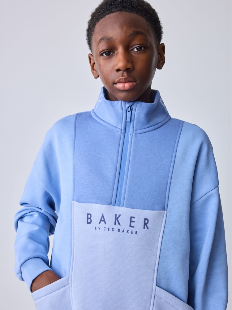 Baker by Ted Baker Blue Colourblock Funnel Neck Sweatshirt and Shorts Set - Image 2 of 14