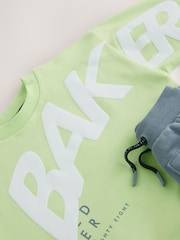 Baker by Ted Baker Lime Green/Grey Oversized Sweatshirt and Shorts Set - Image 6 of 8