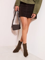 Friends Like These Olive Green Standard fit Faux Suede Kitten Heel Smart Point Ankle Boots - Image 4 of 4