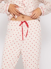Loungeable Red Brushed Knit Heart Printed Traditional Long Sleeve Pyjamas - Image 6 of 6
