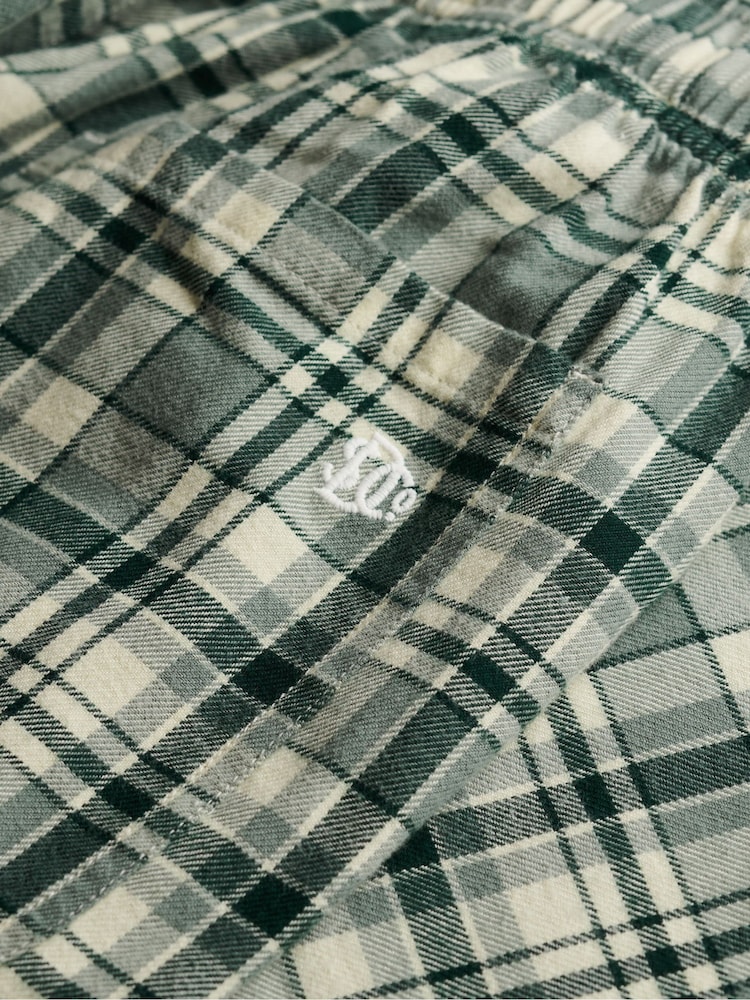 Superdry Green Check Cotton Check Elastic Trousers - Image 1 of 3