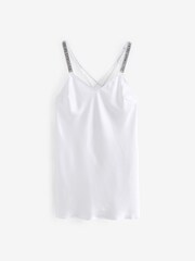 Victoria's Secret Coconut White Shine Satin Strappy Back Slip - Image 1 of 3