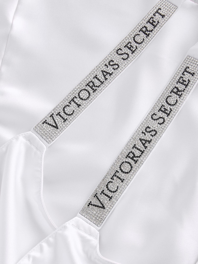 Victoria's Secret Coconut White Shine Satin Strappy Back Slip - Image 3 of 3
