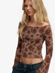 Superdry Flocked Mesh Long Sleeve Top - Imaginea 1 din 5