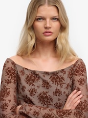 Superdry Flocked Mesh Long Sleeve Top - Imaginea 5 din 5