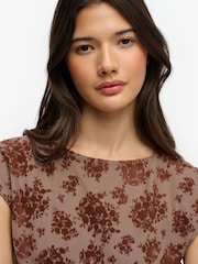 Superdry Red Flocked Mesh Short Sleeve Top - Image 5 of 5