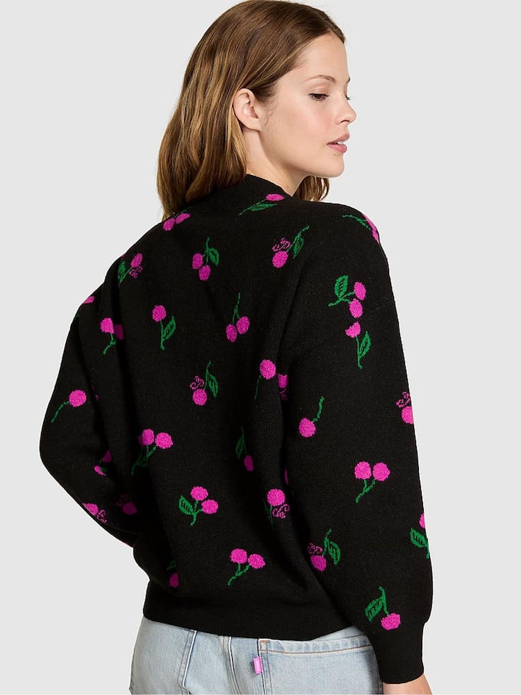 Victoria's Secret Pink Black Cherry Print Oversized Sweatshirt - Image 2 of 2 Victoria's Secret Pink Black Cherry Print Oversized Sweatshirt - Image 2 of 2