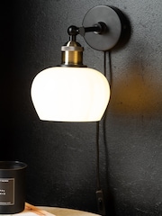 Rockett St George Black Antique Vintage Glass Plug In Wall Light - Image 1 of 7