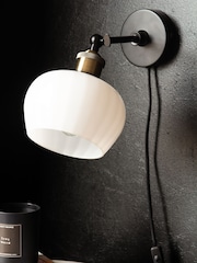 Rockett St George Black Antique Vintage Glass Plug In Wall Light - Image 2 of 7
