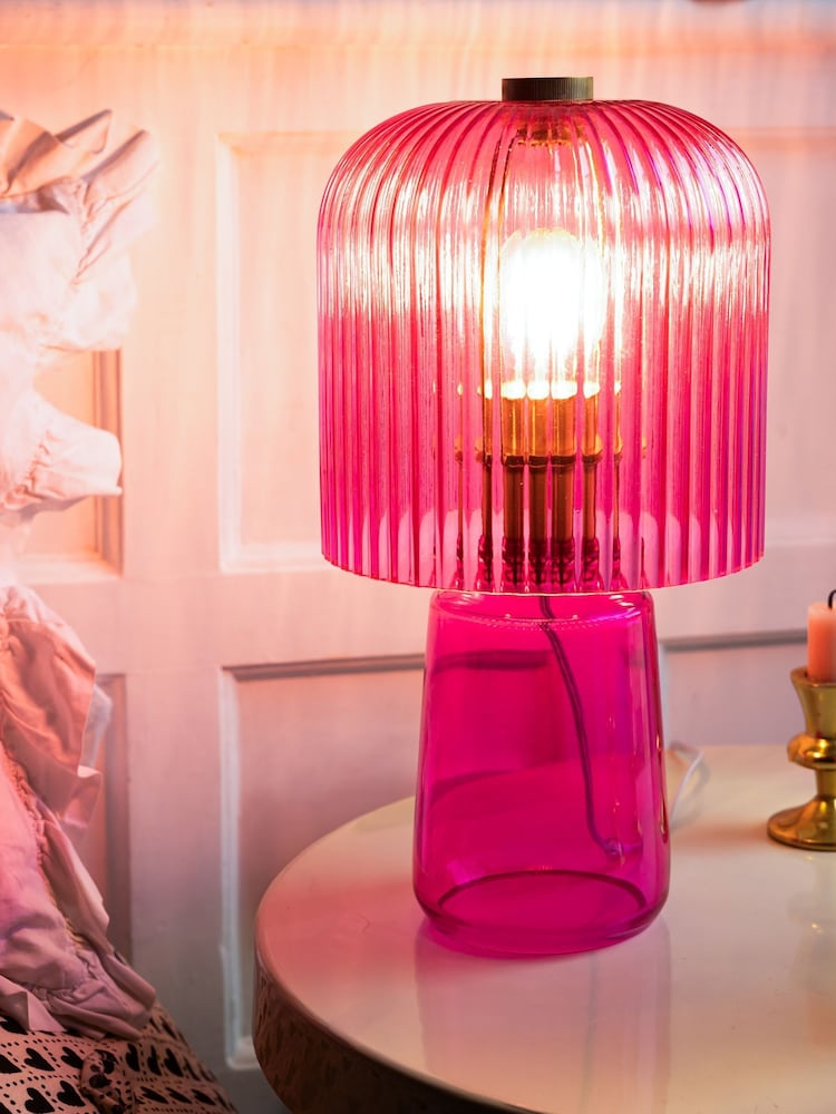 Rockett St George Hot Pink Seventies Glass Table Lamp - Image 1 of 5