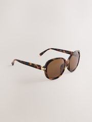 Tortoiseshell Brown Square Sunglasses - Image 4 of 6