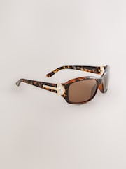 Schildpatt, Braun - Slim Wrap Around Sunglasses - Bild 1 von 3