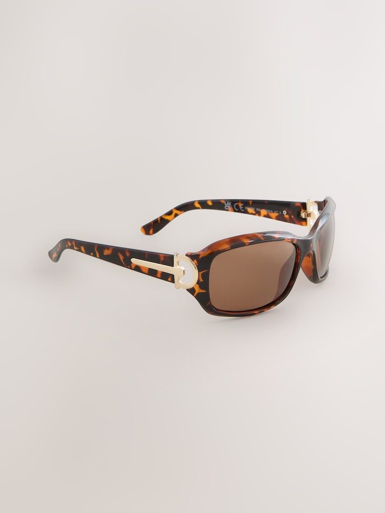 Schildpatt, Braun - Slim Wrap Around Sunglasses - Bild 1 von 3