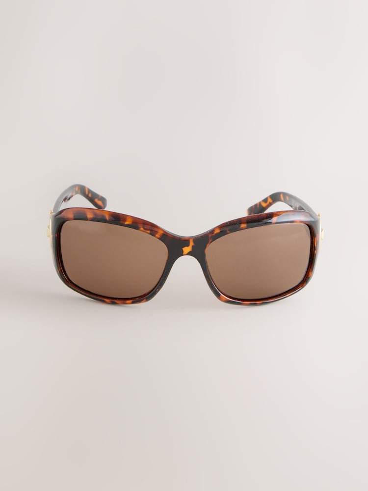 Schildpatt, Braun - Slim Wrap Around Sunglasses - Bild 2 von 3