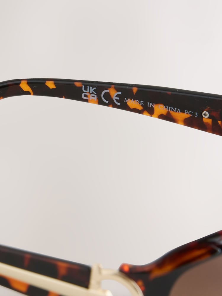 Schildpatt, Braun - Slim Wrap Around Sunglasses - Bild 3 von 3