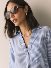 Tortoiseshell Brown Square Wrap Sunglasses - Image 1 of 5