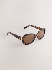 Tortoiseshell Brown Square Wrap Sunglasses - Image 4 of 5