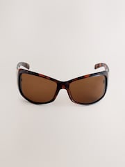 Tortoiseshell Brown Wrap Around Sunglasses - Image 5 of 6