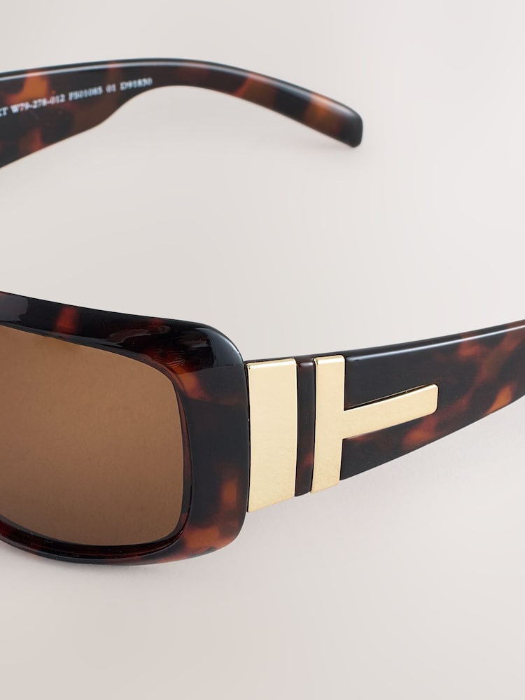 Tortoiseshell Brown Wrap Around Sunglasses - Image 6 of 6