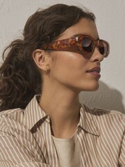 Tortoiseshell Brown Acetate Square Sunglasses - Image 4 of 5