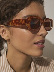 Tortoiseshell Brown Acetate Square Sunglasses - Image 5 of 5