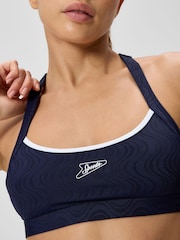 Speedo Blue Texture Cross-Back Bikini Top - Image 5 of 6