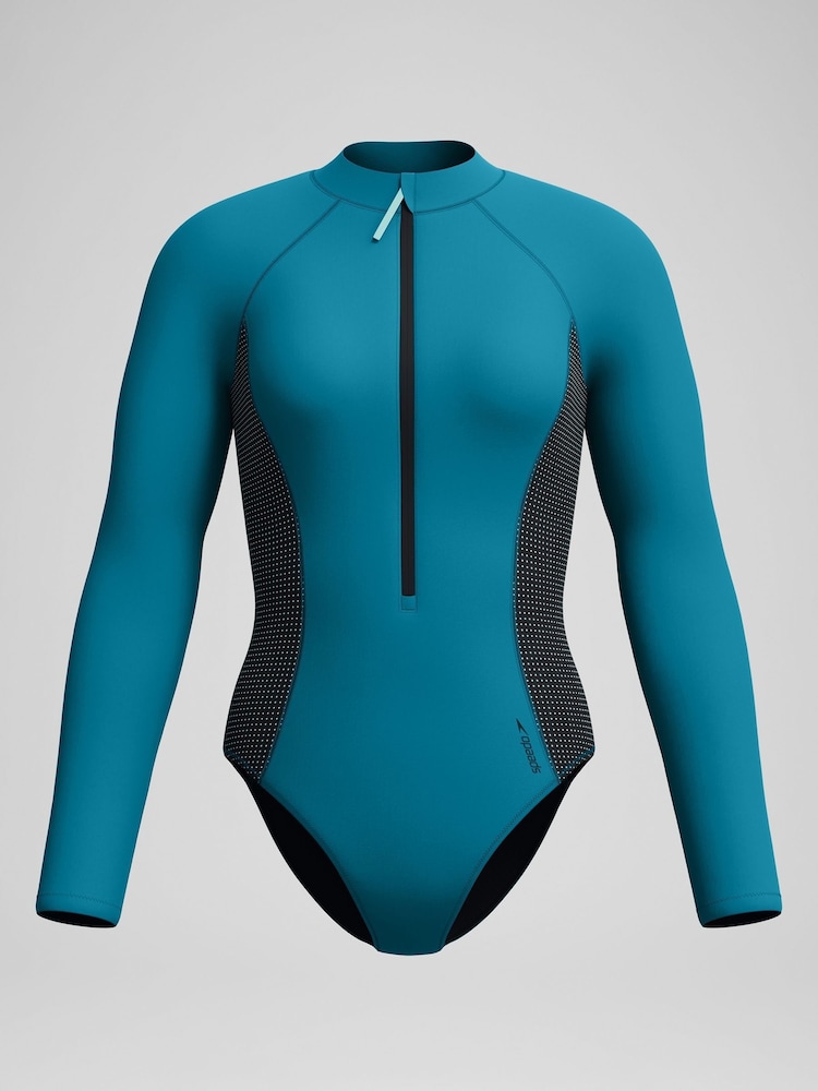 Speedo Blue Scuba Flex Long Sleeve Zip Swimsuit - Image 5 of 5